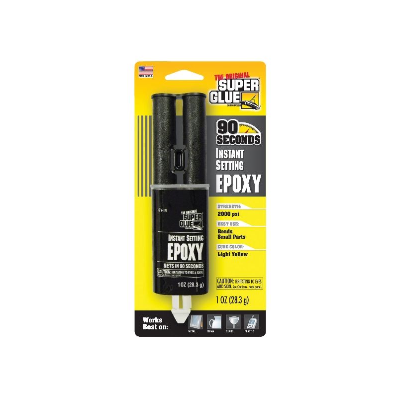 The Original Super Glue SY-IN Epoxy Adhesive, Light Yellow, Liquid, 1 oz, Syringe Light Yellow