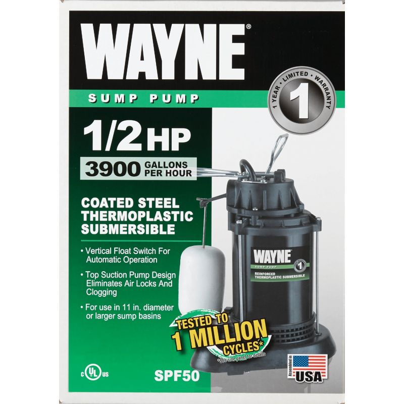 Wayne SPF Series Submersible Sump Pump 1/2 HP, 4300 GPH