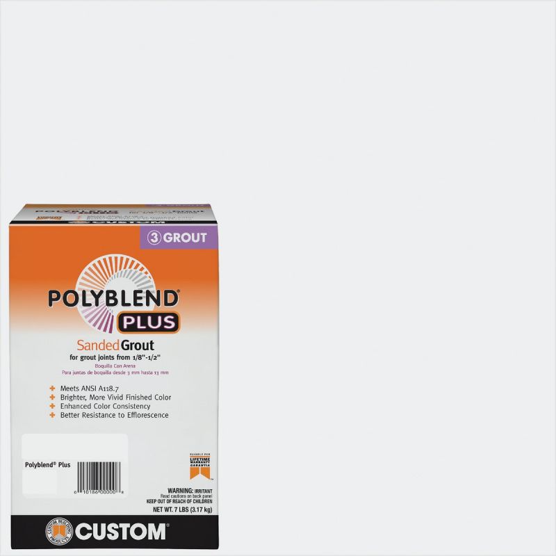 Custom Building Products PolyBlend PLUS Sanded Tile Grout 7 Lb., Arctic White