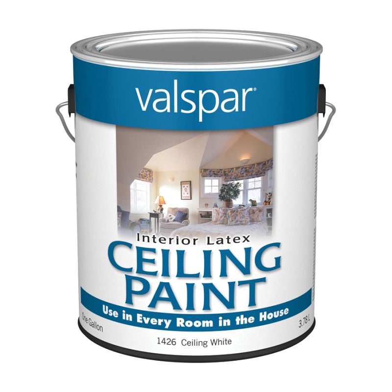 Valspar 027.0001426.007 Interior Paint, Flat, White, 1 gal, Can, Latex Base, Resists: Spatter White