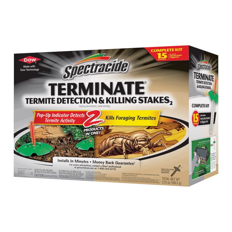 Spectracide HG-96116 Termite Detection and Killing Stake, Solid, Odorless, Brown/Tan Brown/Tan