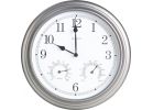 Acu-Rite Indoor Outdoor Pewter Clock Thermometer Hygrometer
