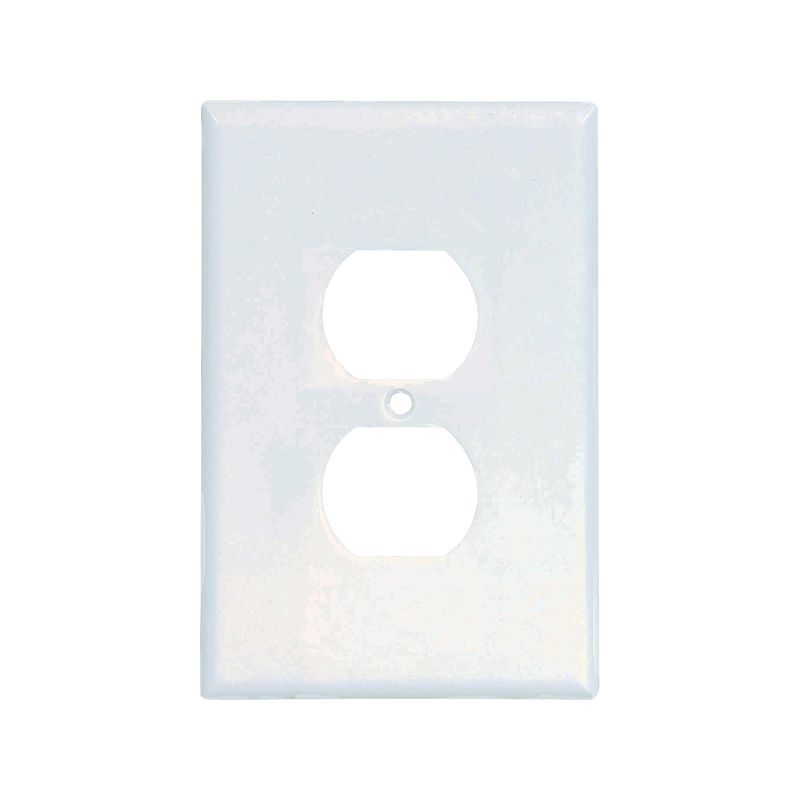 Eaton Wiring Devices 2142W-BOX Receptacle Wallplate, 5-1/4 in L, 3-1/2 in W, 1 -Gang, Thermoset, White, High-Gloss White