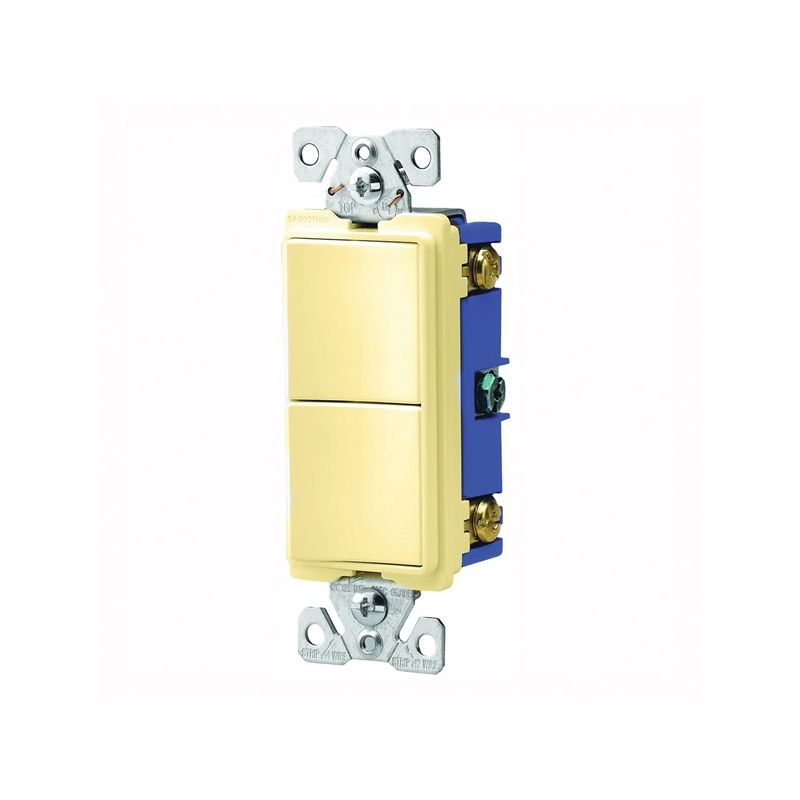 Eaton Cooper Wiring 7700 7728V-SP Combination Switch, 15 A, 120/277 V, PVC Housing Material, Ivory Ivory