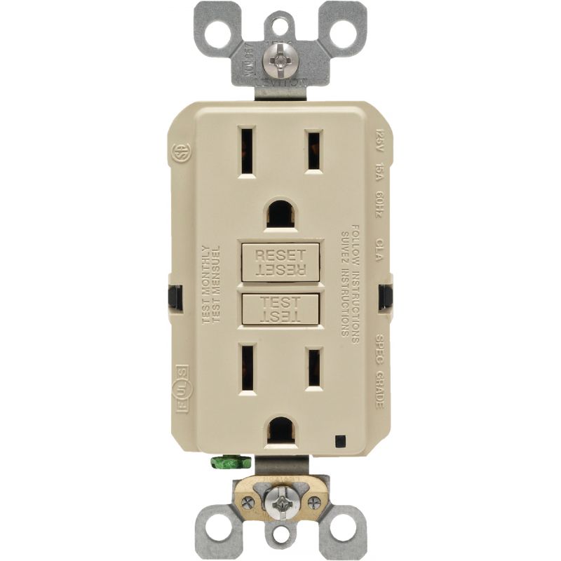 Leviton SmartLockPro Self-Test Rounded Corner GFCI Outlet Ivory, 15A