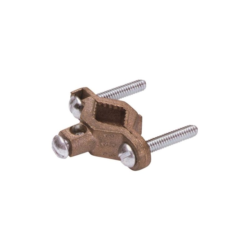 nVent ERICO CWP1J Pipe Clamp, Clamping Range: 1/2 to 1 in, #10 to 2 AWG Wire, Silicone Bronze