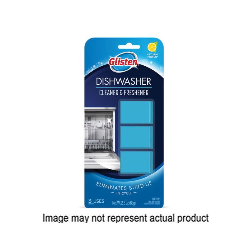 Glisten DT0312T Dishwasher Cleaner and Freshener, 3, Solid, Lemon, Blue Blue