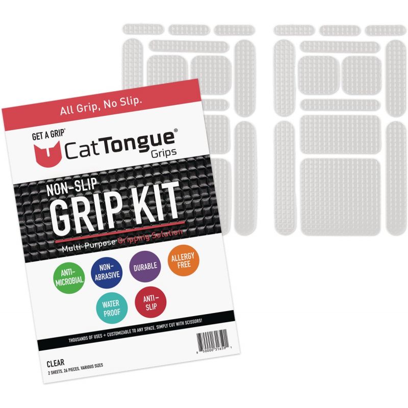 CatTongue Grips Gription Non-Abrasive Anti-Slip Kit Clear