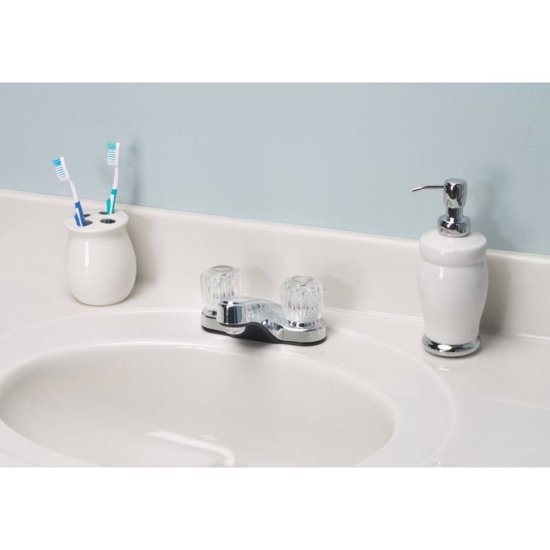 Home Impressions 2-Acrylic Round Handle 4 In. Centerset Bathroom Faucet Traditional