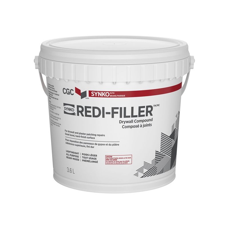 Synko Redi-Filler 330013 Drywall Compound, Paste, Off White, 3.6 L Off White