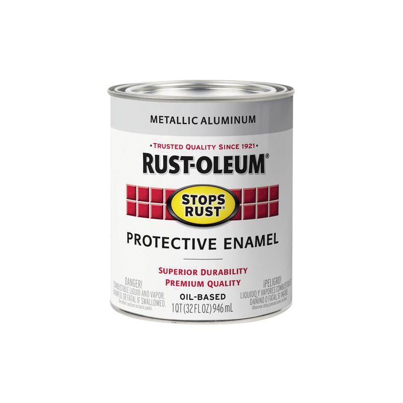 Rust-Oleum 353591 Rust Preventative Paint, Oil, Metallic, Aluminum, 1 qt, 80 to 175 sq-ft Coverage Area Aluminum