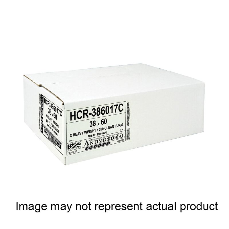 ALUF Plastics Hi-Lene Series HCR-404816C Anti-Microbial Coreless Can Liner, 45 gal, HDPE, Clear 45 Gal, Clear
