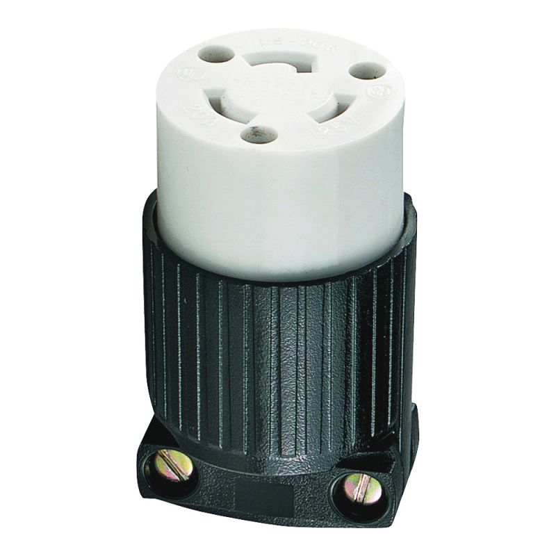 Eaton Wiring Devices L520C Electrical Connector, 2 -Pole, 20 A, 125 V, NEMA: NEMA L5-20, Black/White Black/White