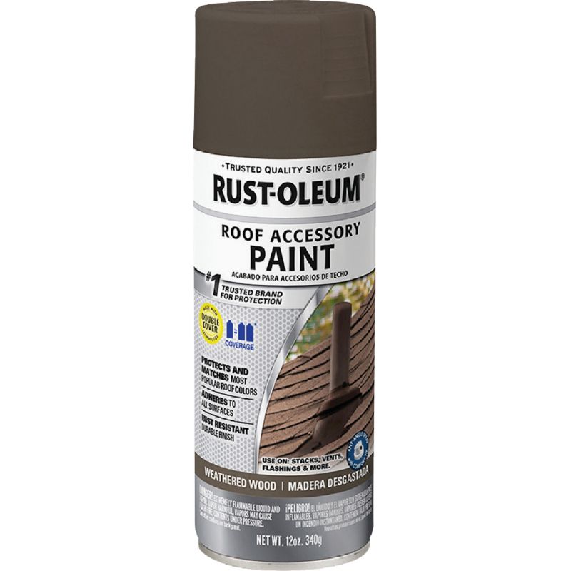 Rust-Oleum Stops Rust Roof Accessory Spray Paint Weathered Wood, 12 Oz.