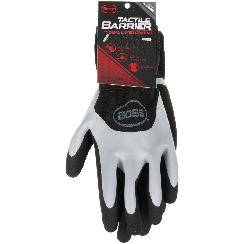 Boss Tactile Barrier Coated Glove L, Black &amp; Gray