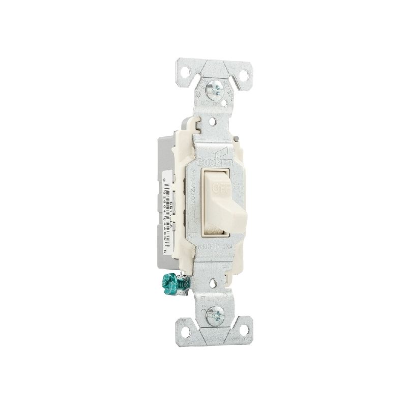Eaton Wiring Devices CS115LA Toggle Switch, 15 A, 120, 277 VAC, Screw Terminal, PVC Housing Material, Light Almond Light Almond