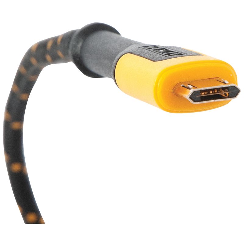 DeWALT 131 1360 DW2 Charger Cable, USB, USB-A, Kevlar Fiber Sheath, Black/Yellow Sheath, 4 ft L
