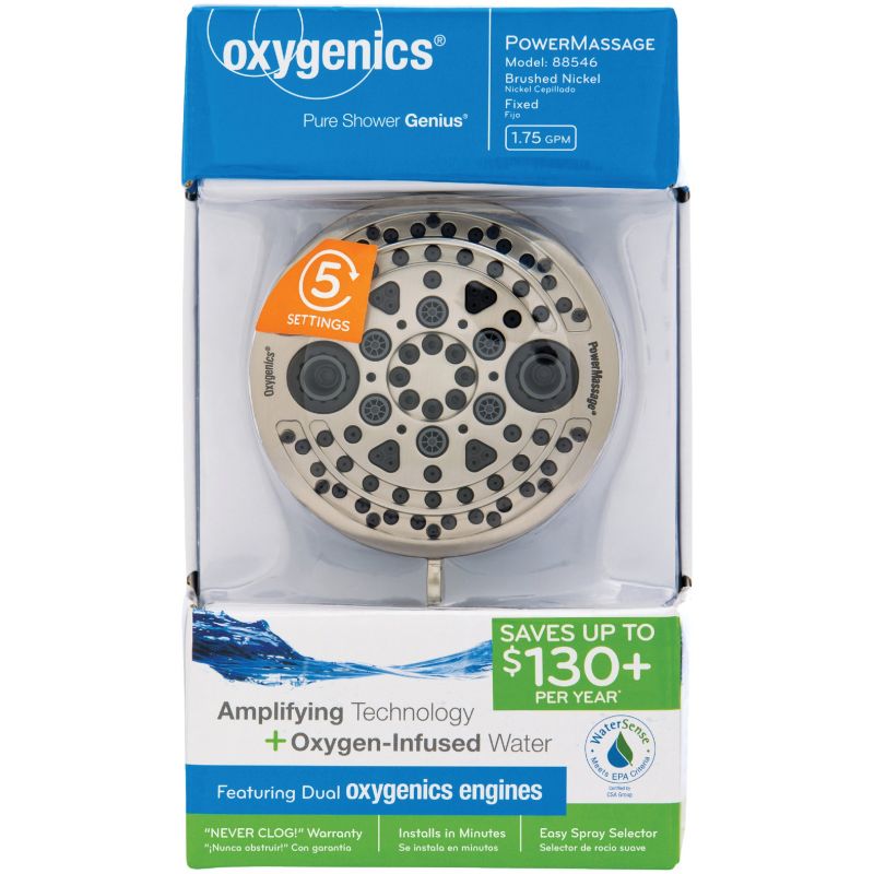 Oxygenics PowerMassage 5-Spray Fixed Showerhead