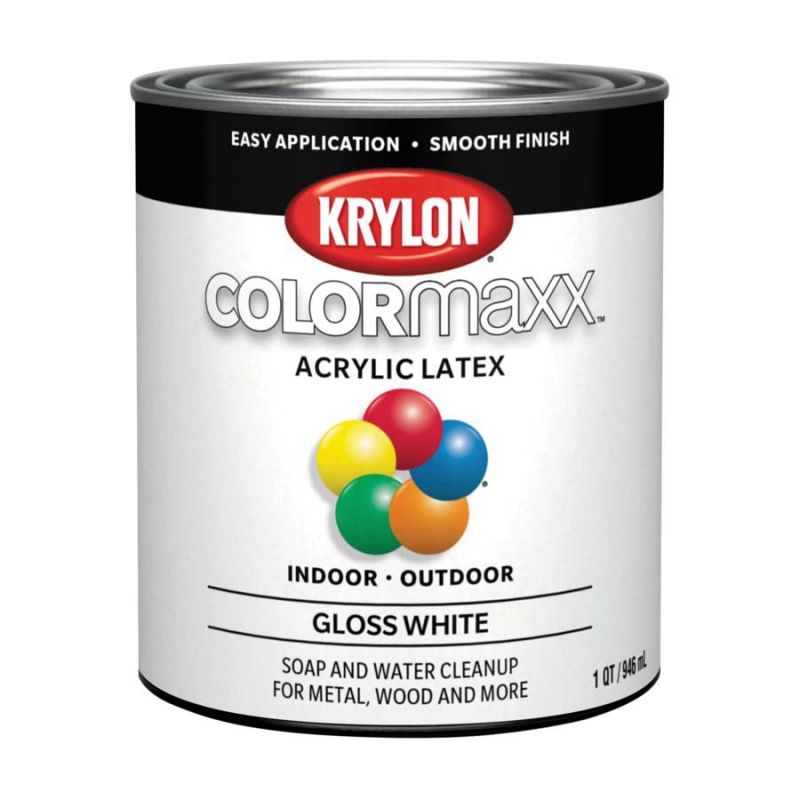 Krylon K05625007 Paint, Gloss, White, 32 oz, 100 sq-ft Coverage Area White