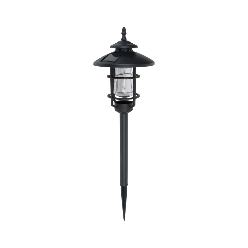 Boston Harbor Solar Stake Light w/LED Filament, Ni-Mh Battery, AA Battery, 1-Lamp, Black, Battery Included: Yes Black (Pack of 6)