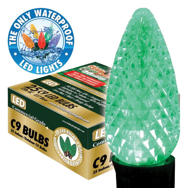 Holiday Bright Lights BU25-LEDFC9-TGR Light Bulb, 0.6 W, Intermediate (E17) Lamp Base, LED Lamp, Green Light