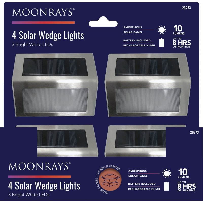 Moonrays SMD LED Solar Wedge Light Stainless Steel (Pack of 6)