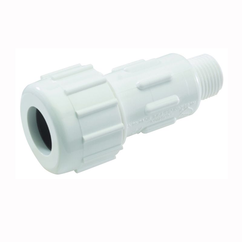 NDS CPA-0500 Pipe Adapter, 1/2 in, Compression x MPT, PVC, White, SCH 40 Schedule, 150 psi Pressure White