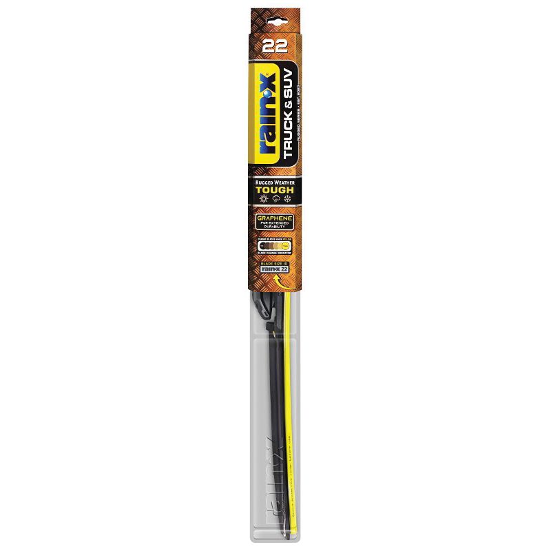 Rain-X Truck &amp; SUV 870222 Wiper Blade, Beam Blade, 22 in L Blade, Synthetic Rubber Black/Yellow, 22 In