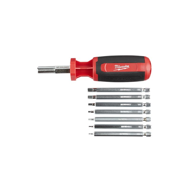 Milwaukee 48-22-2136 Multi-Bit Driver, 1.5 to 6 mm Drive, Hex Drive, 9.06 in OAL, 3-1/2 in L Shank, Plastic Handle