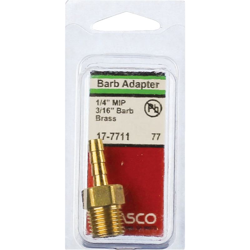 Lasco Brass Hose Barb X Male Pipe Thread Adapter 1/4&quot; MPT X 3/16&quot; Hose Barb