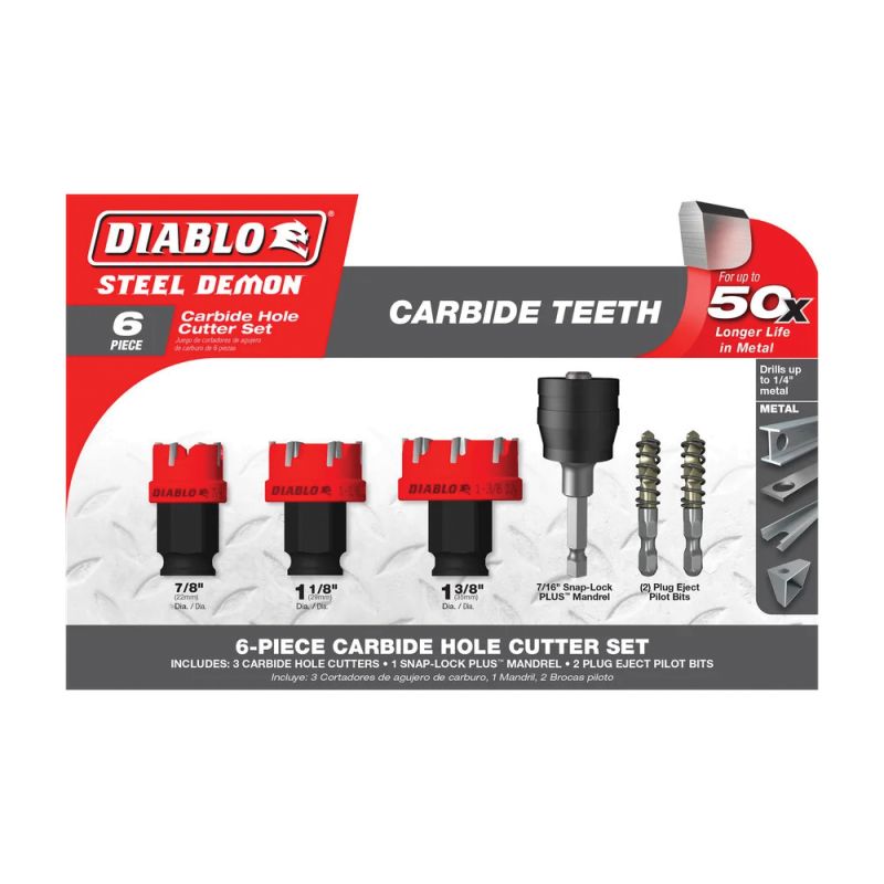 Diablo Steel Demon DHS06CFS Hole Cutter Set, 6 -Piece, Carbide