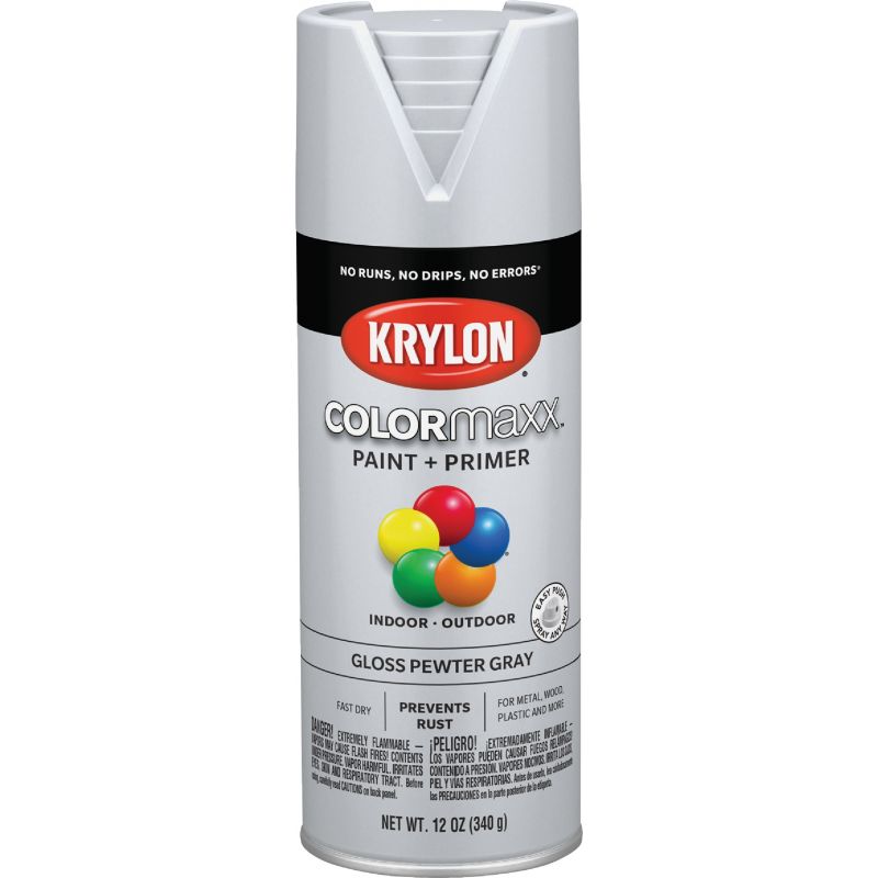 Krylon ColorMaxx Spray Paint + Primer Pewter Gray, 12 Oz.