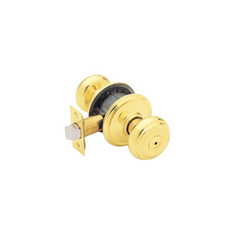 Schlage Georgian Series F40VGEO605 Privacy Lockset, Round Design, Knob Handle, Bright Brass, Metal, Interior Locking