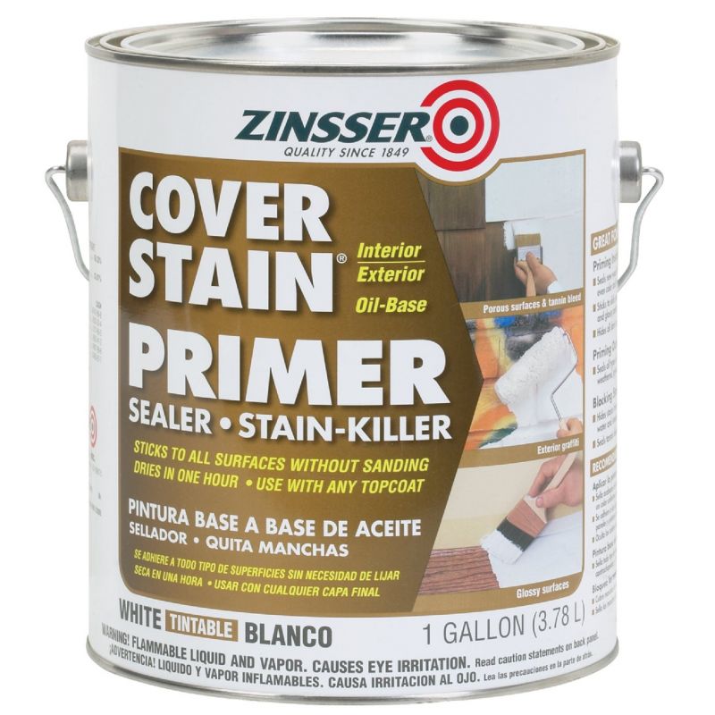 Zinsser Cover-Stain Oil-Base Interior/Exterior Sealer And Stain-Killer Primer White, 1 Gal. (Pack of 4)