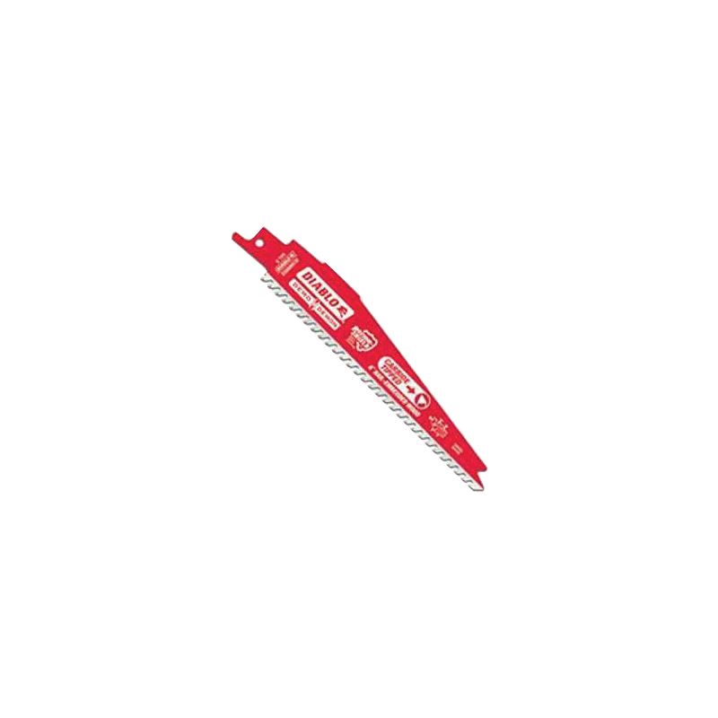 Diablo DS0606CWS Reciprocating Saw Blade, 1 in W, 6 in L, 6/9 TPI, Carbide Cutting Edge Red