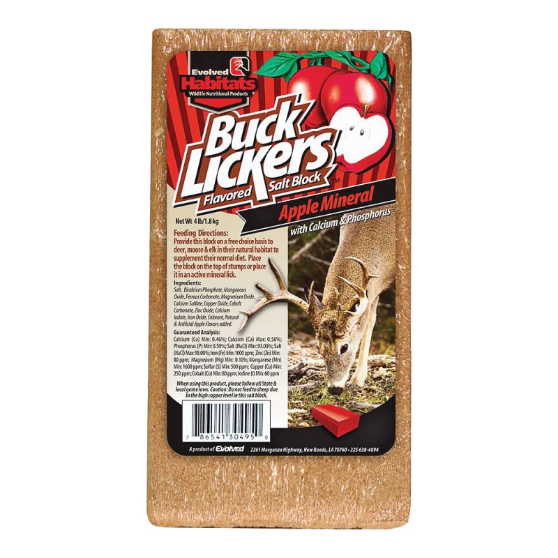 Evolved Habitats Buck Lickers EVO30495 Mineral Block, Apple Flavor, 4 lb Shrink Wrap (Pack of 6)