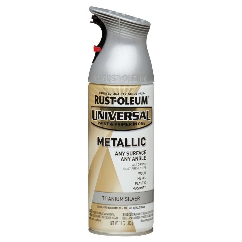 Rust-Oleum 245220 Metallic Spray Paint, Metallic, Titanium Silver, 11 oz, Can Titanium Silver