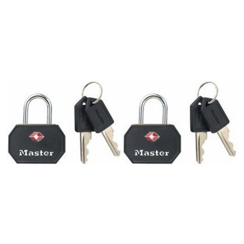 Master Lock 4681TBLK Luggage Lock, Keyed Alike Key, 3/32 in Dia Shackle, Steel Shackle, Steel Body, 1-1/4 in W Body Black