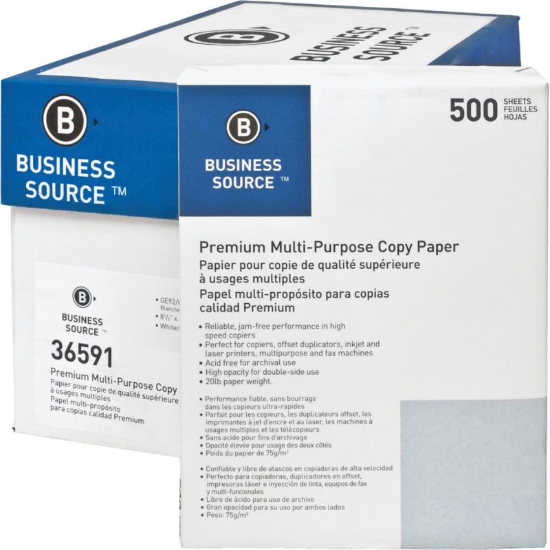 Business Source Copier Paper 8-1/2 In. X 11 In., White