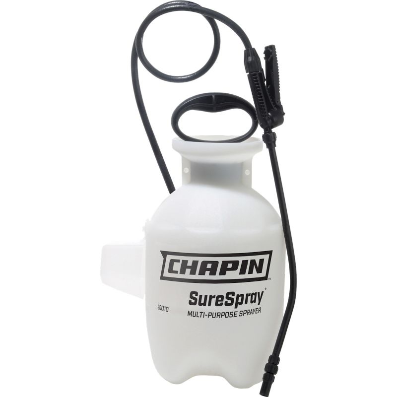 CHAPIN SureSpray 20010 Sprayer, 1 gal Capacity, Poly Tank, 25 ft Spray Range, 34 in L Hose, Cone Nozzle 1 Gal, Translucent