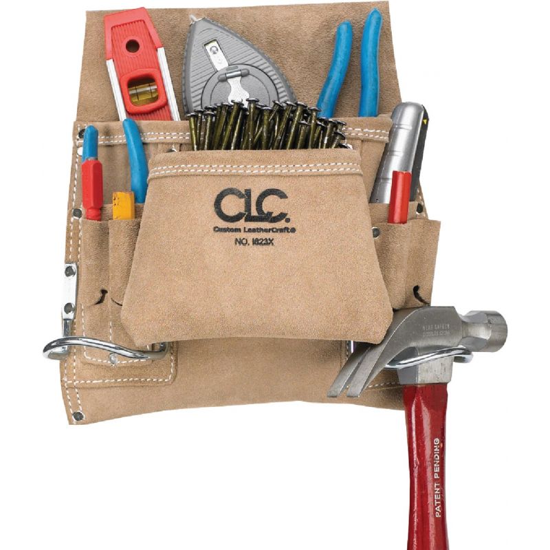CLC 8-Pocket Suede Carpenter&#039;s Nail &amp; Tool Bag Tan