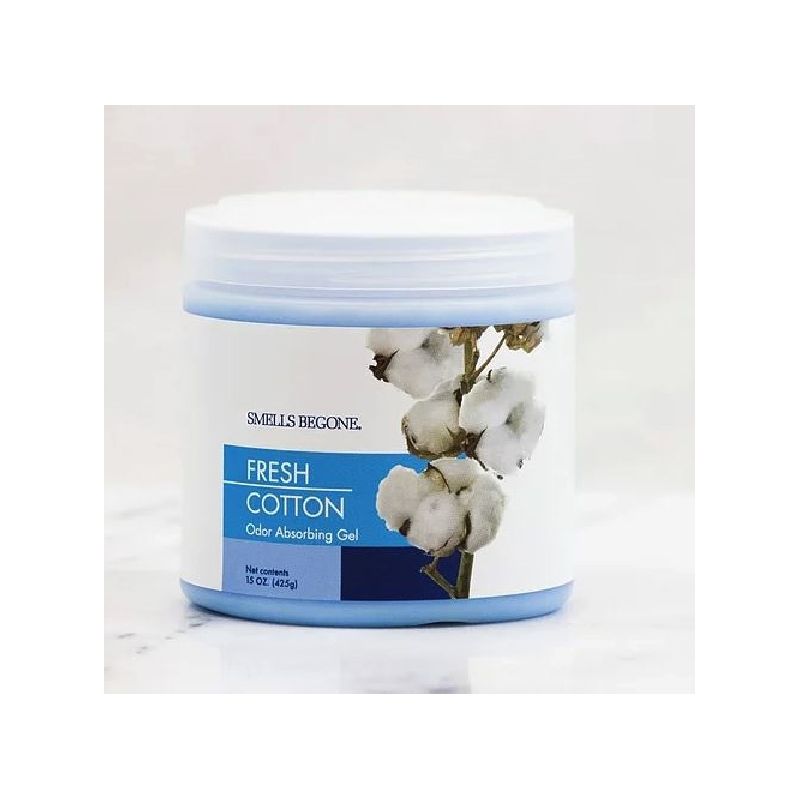 SMELLS BEGONE 50816 Odor Absorbing Gel, 15 oz Jar, Fresh Cotton, 450 sq-ft Coverage Area, 90 days-Day Freshness