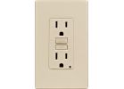 Leviton SmartLockPro Self-Test GFCI Outlet With Screwless Wall Plate Light Almond, 15A