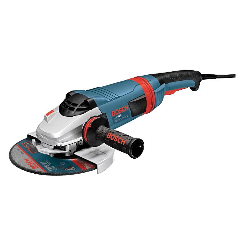 Bosch 1900 1974-8D High-Performance Large Angle Grinder, 15 A, 5/8-11 Spindle, 7 in Dia Wheel, 8500 rpm Speed Blue