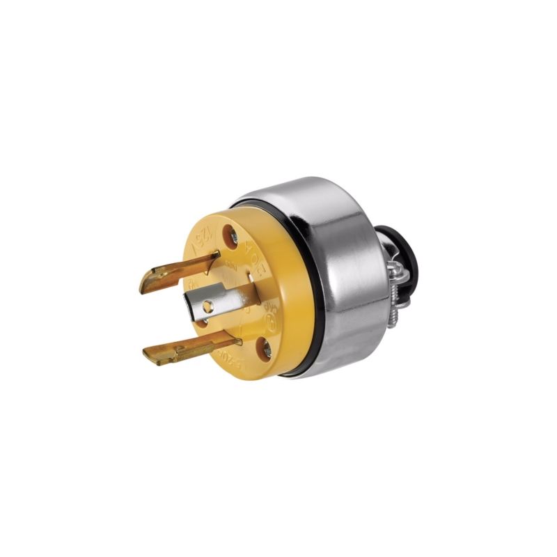 Arrow Hart 2363-BOX Locking Plug, 2 -Pole, 20 A, 125 V, NEMA: NEMA L5-20, Yellow Yellow