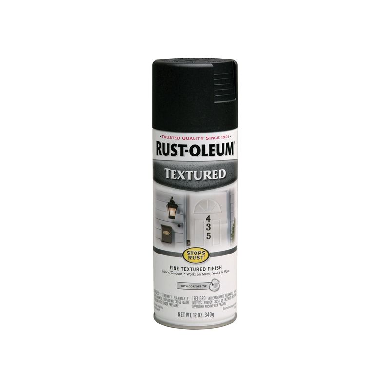 Rust-Oleum 7220830 Textured Rust Spray Paint, Textured, Black, 12 oz, Can Black