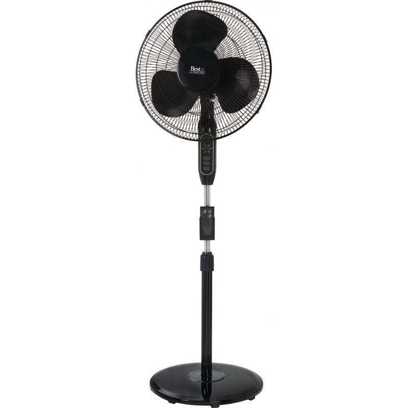 Best Comfort 16 In. Oscillating Pedestal Fan With Remote Control Black