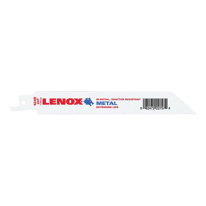 Lenox 22757OSB624R Reciprocating Saw Blade, 3/4 in W, 6 in L, 24 TPI, Steel Cutting Edge