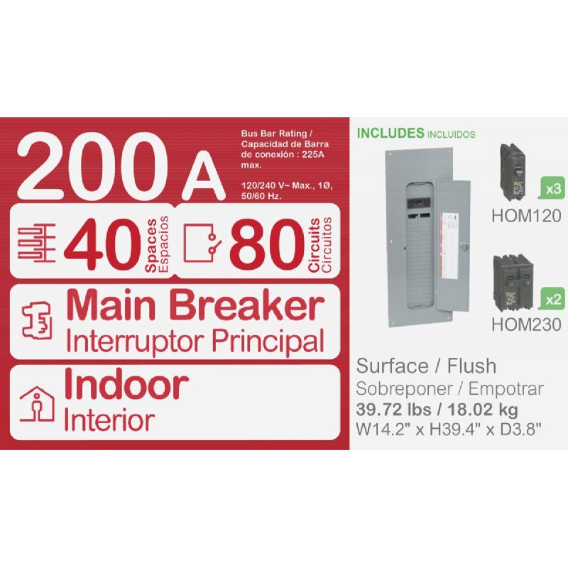 Square D Homeline 200A Value Pack Plug-On Neutral Load Center 200