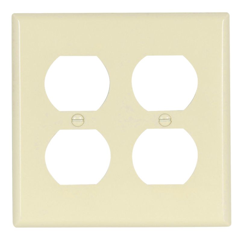 Eaton Wiring Devices 2150LA-BOX Receptacle Wallplate, 4-1/2 in L, 4-9/16 in W, 2 -Gang, Thermoset, Light Almond Light Almond